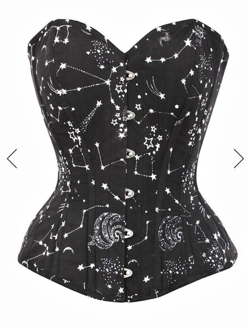 NWT Corset Story Astronomy Black Overbust Cotton Corset Black & White 22”